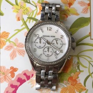Silver Michael Kors Watch with stone bezel